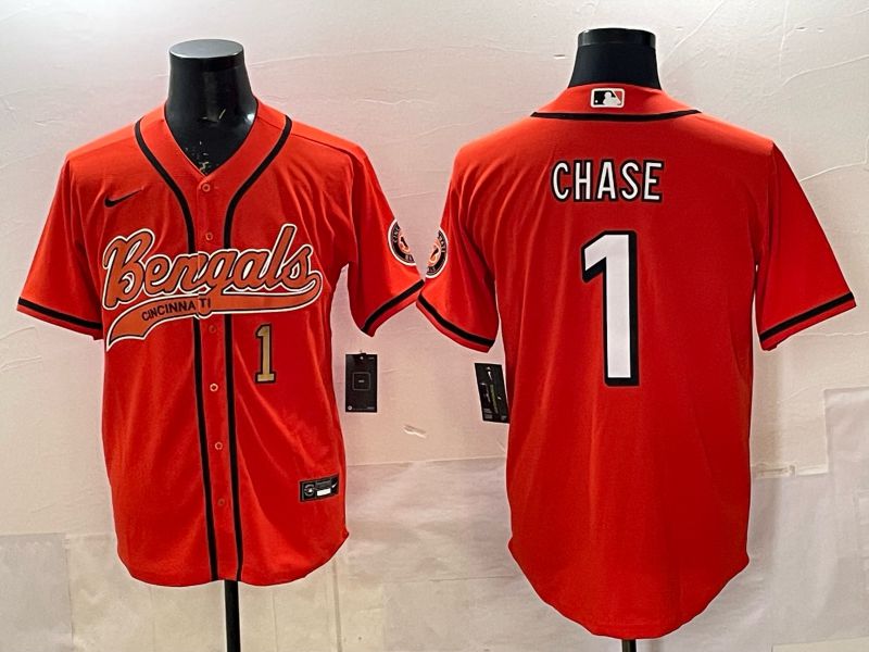 Men Cincinnati Bengals #1 Chase Orange Joint Name 2025 Nike Limited NFL Jersey style 2